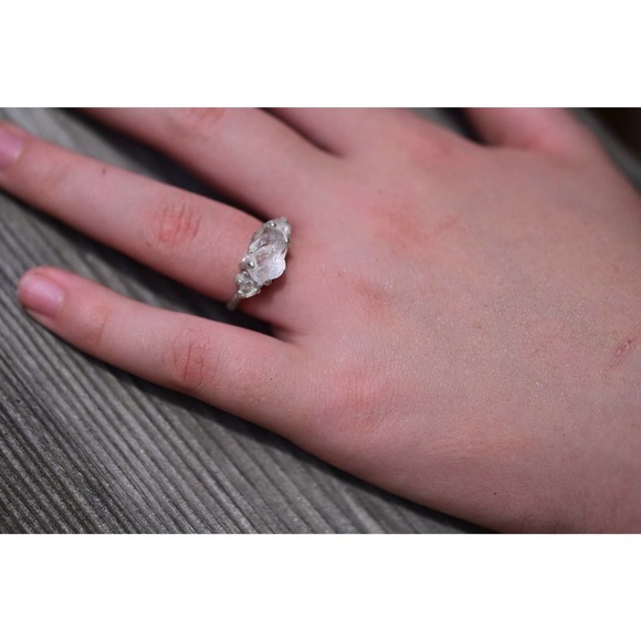 Alternative Engagement Ring Raw rustic Boho Promise Ring dainty unique s… - Picture 4 of 7